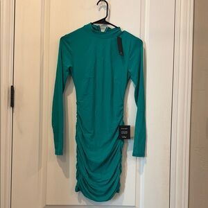 Lulus mesh Teal Long Sleeve Dress size XS